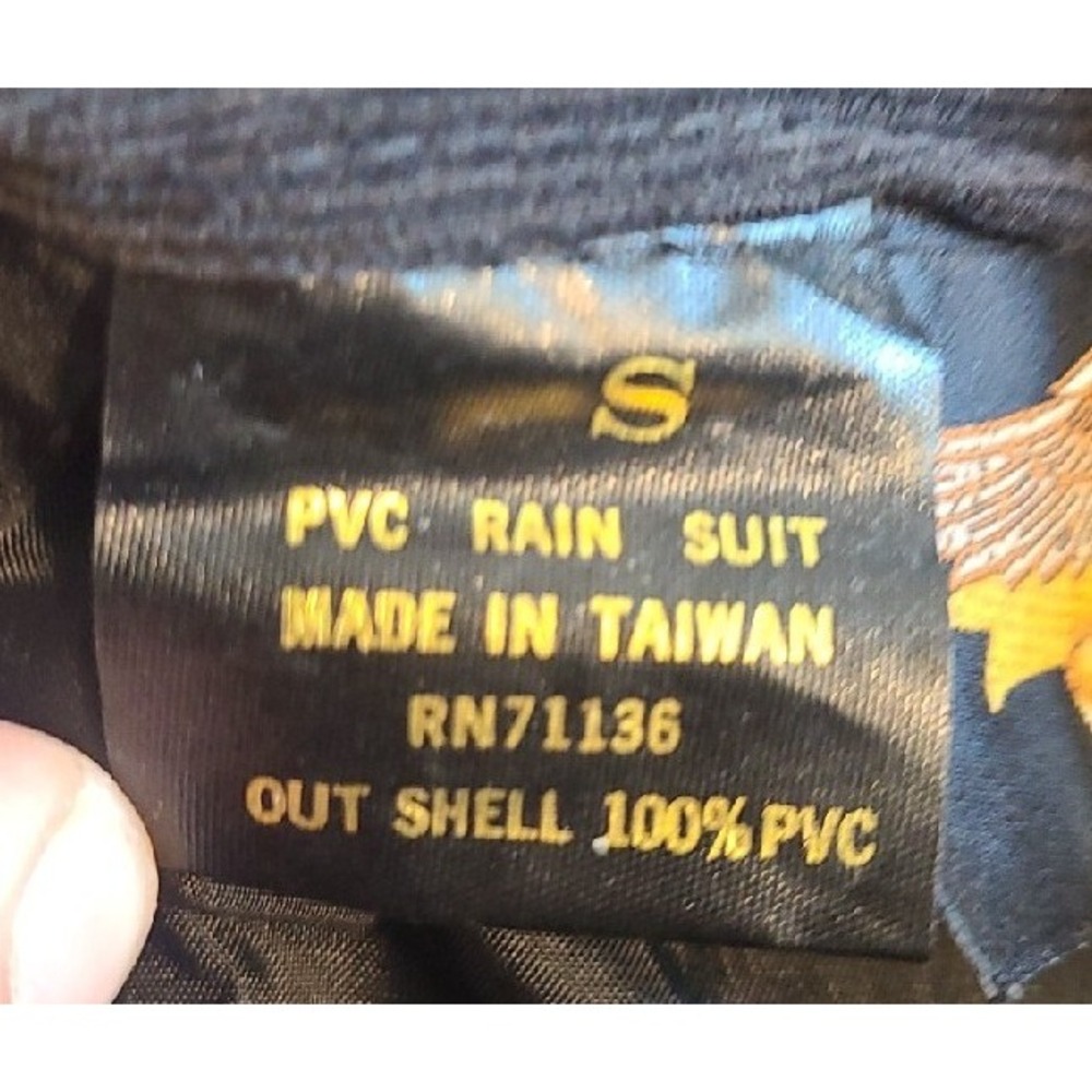 Harley Davidson PVC Rain Jacket Mens Size Small S Black Suit Windbreaker - Picture 4 of 11